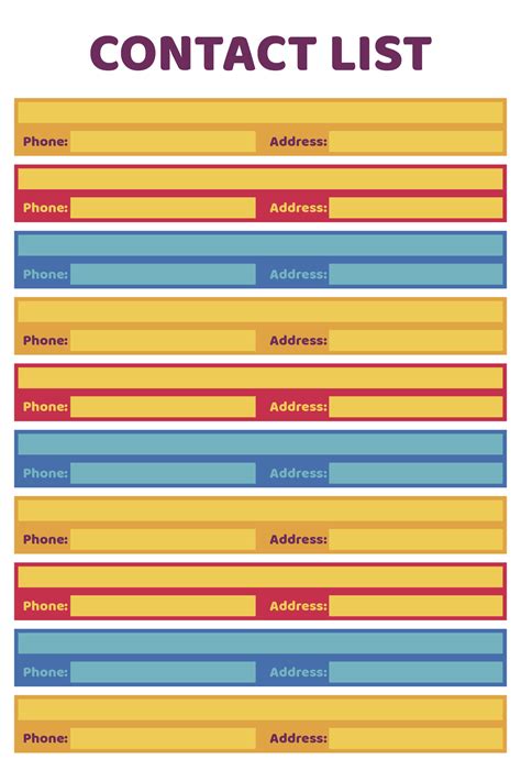 Name Phone Number Template