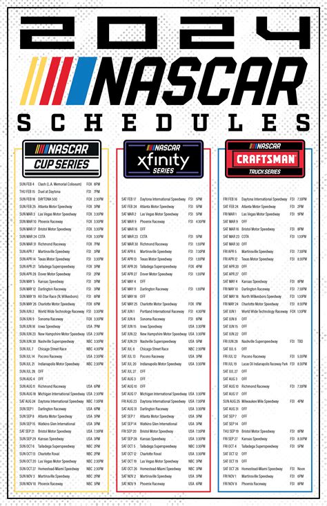 Nascar Schedule Printable