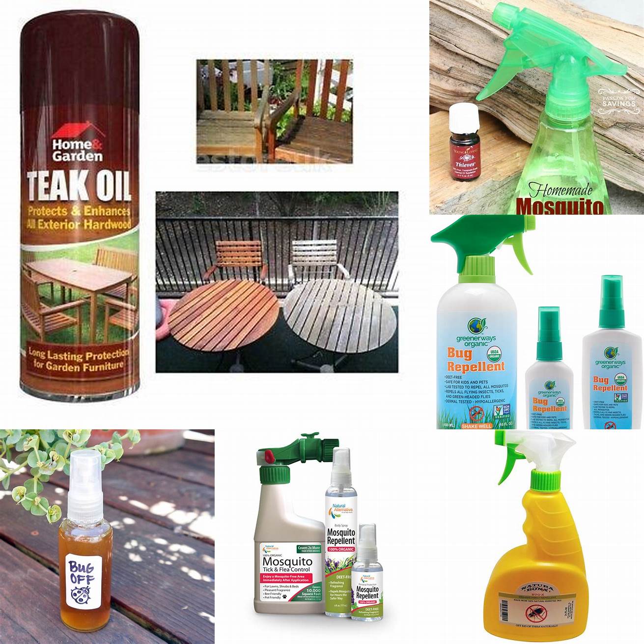Natural Insect Repellent Sprayed on Teak Furniture