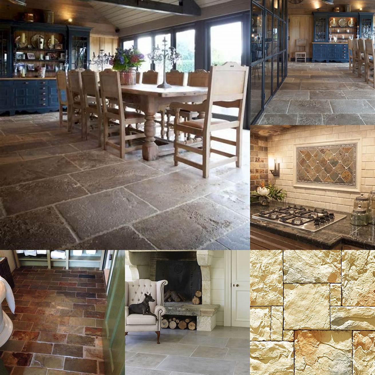 Natural stone tiles with a rustic finish
