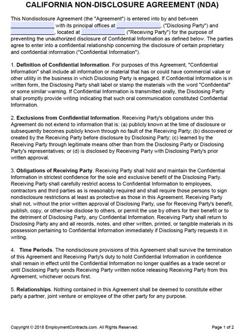 Nda Template California