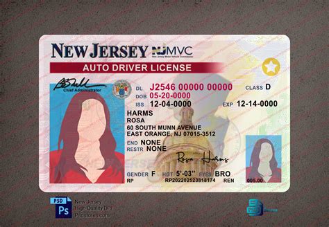 New Jersey Driver License Template