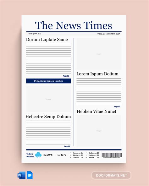 Newspaper Template For Word