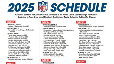 Nfl Schedule By Week Printable