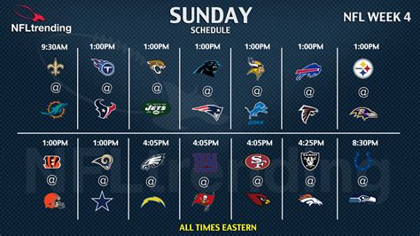 Nfl Schedule Week 4 Printable