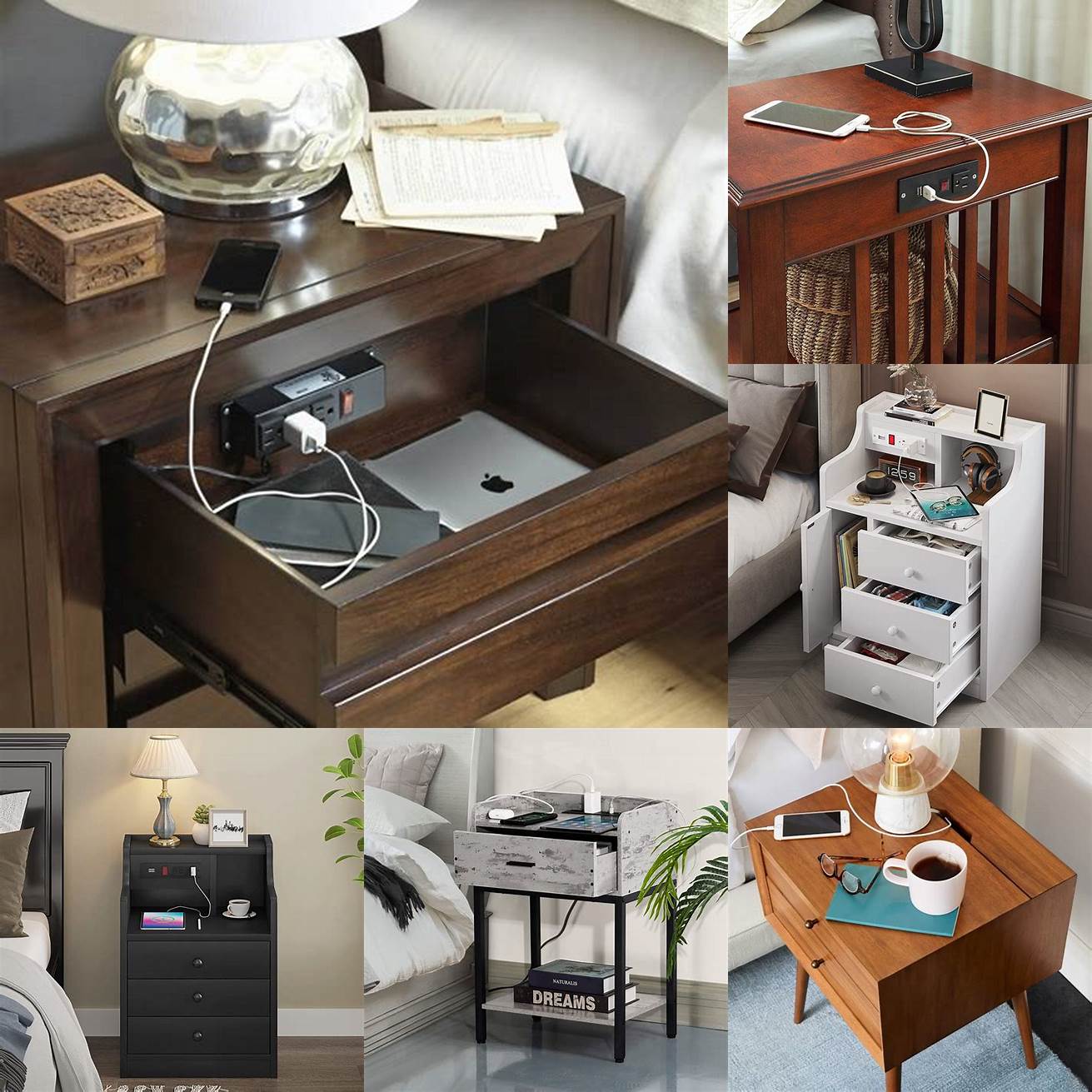 Nightstand with built-in charging station