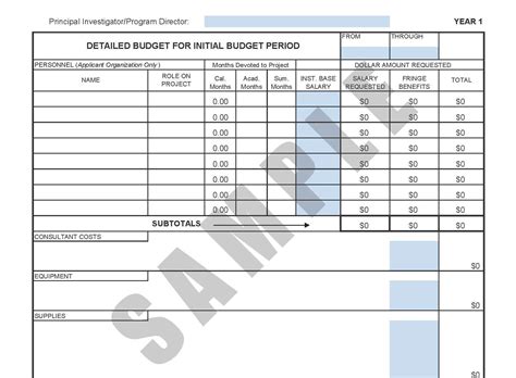 Nih Budget Template