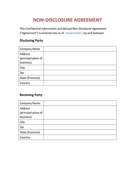 Non Disclosure Agreement Template Free