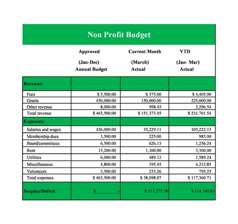 Nonprofit Budget Template