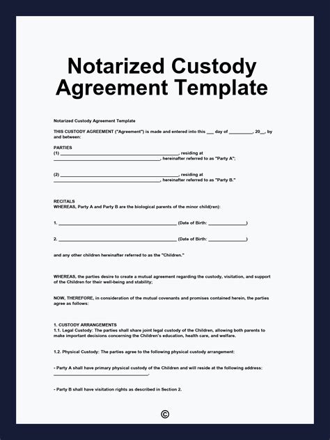 Notarized Custody Agreement Template