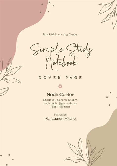Notebook Cover Template