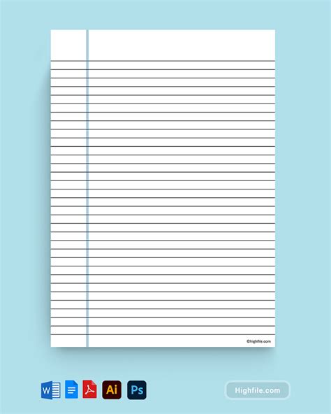 Notebook Paper Template Printable