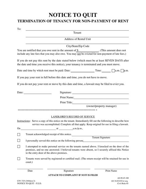 Notice To Quit Template