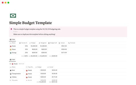 Notion Budgeting Template Free