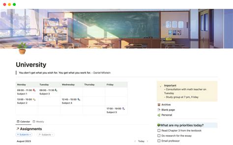 Notion Templates For University Students