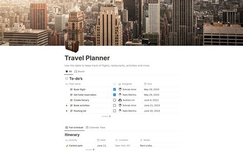 Notion Travel Planning Template