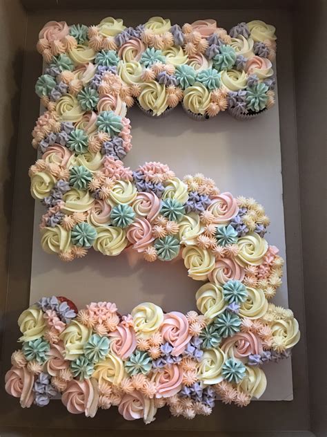 Number 5 Cupcake Cake Template