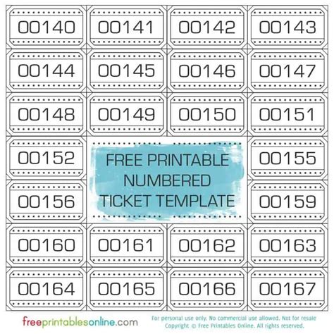 Numbered Printable Raffle Tickets