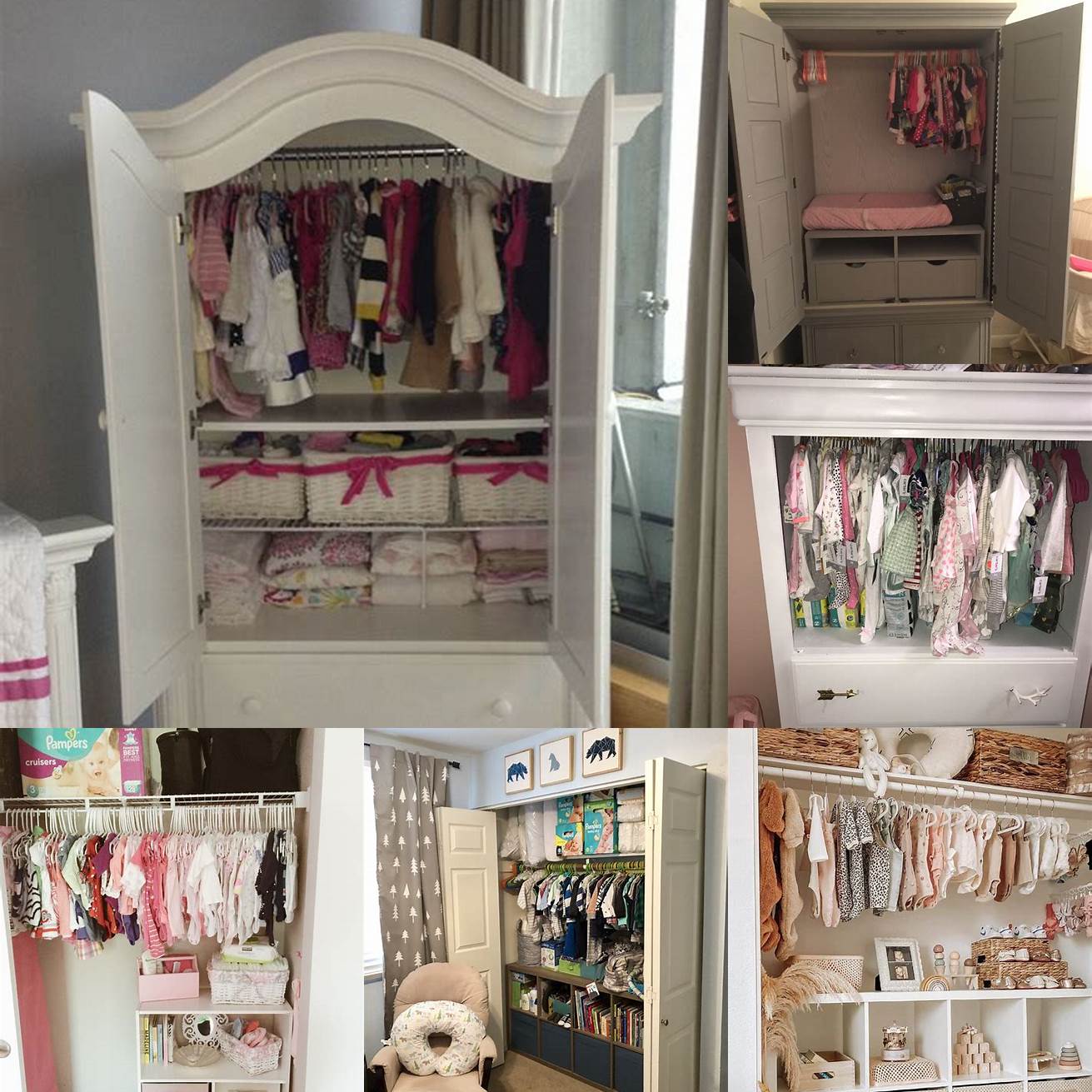 Nursery Use an armoire as a baby closet or to store baby essentials