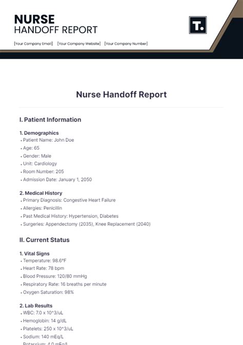 Nursing Handoff Template