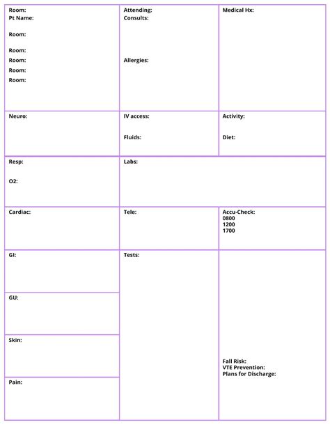 Nursing Report Sheet Printable