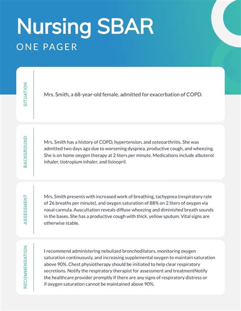 Nursing Sbar Template