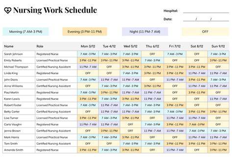Nursing Schedules Templates