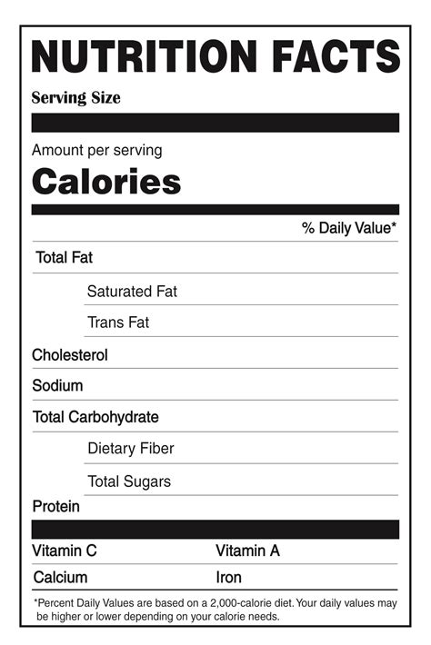 Nutrition Label Template Blank