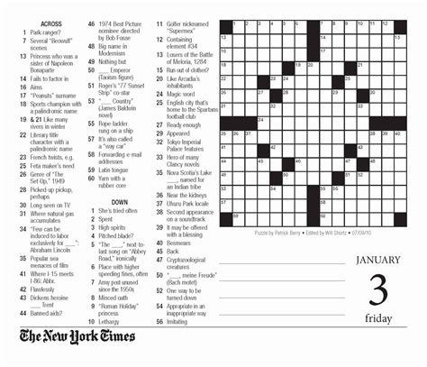 Nyt Crossword Puzzle Printable