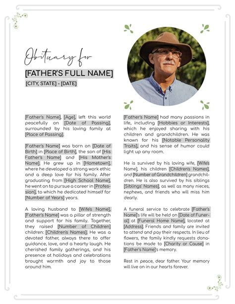 Obituaries Templates Free