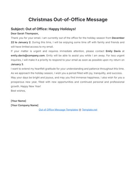 Office Closed For Christmas Holiday Message Template