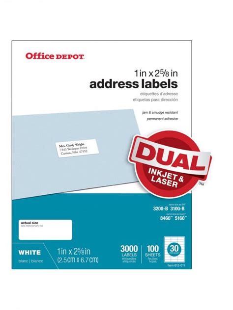 Office Depot Shipping Label Template