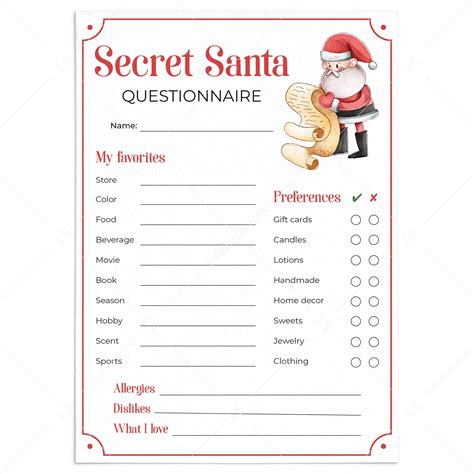 Office Printable Secret Santa