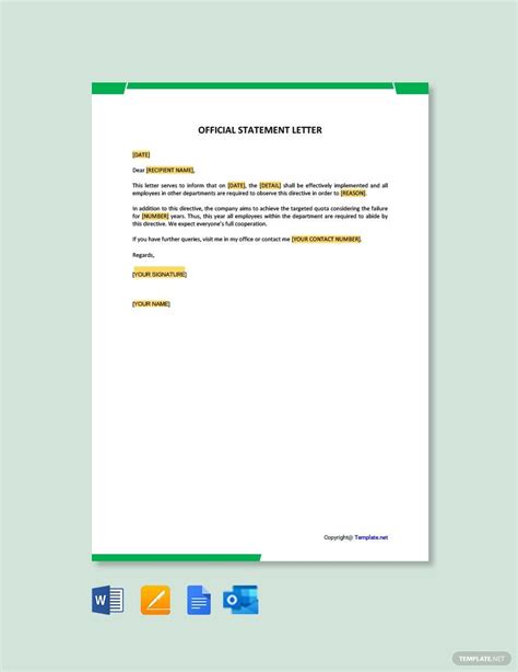 Official Statement Template