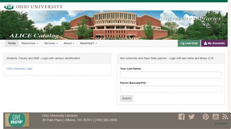 Ohio University Alice Catalog