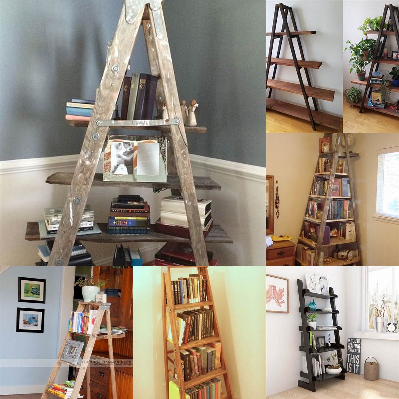 Old ladder bookshelf