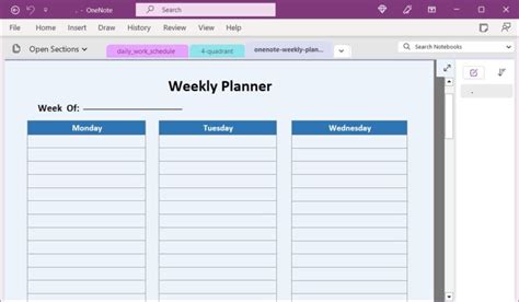 One Note Planner Template