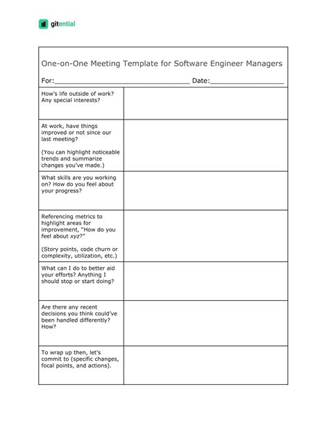 One On One Document Template
