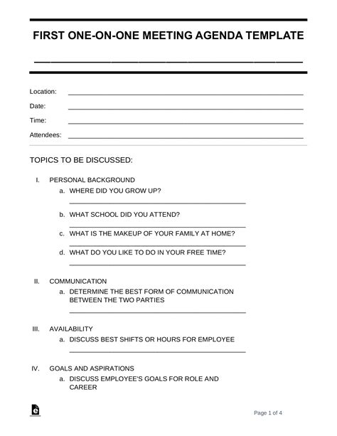 One On One Employee Meeting Template