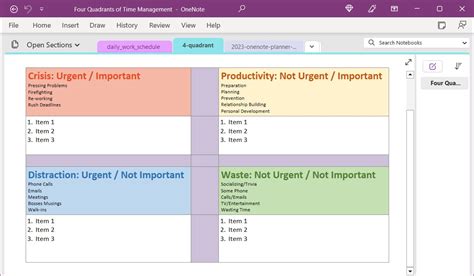 Onenote Task Management Template