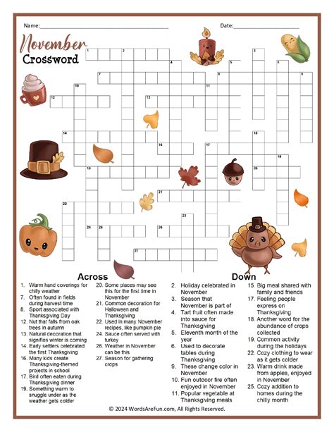 Online Printable Crossword Puzzles For Nov 12 2017