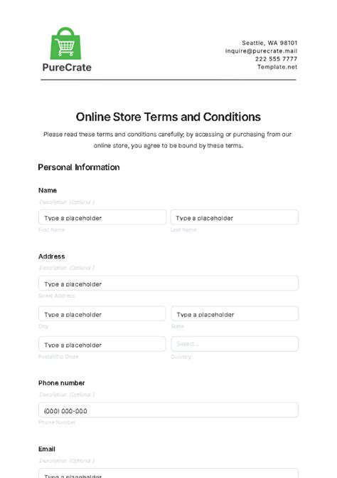 Online Store Terms And Conditions Template