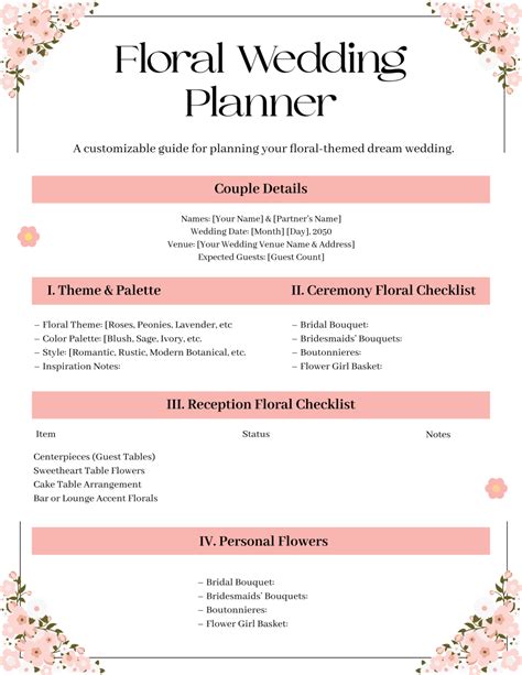 Online Wedding Planner Template