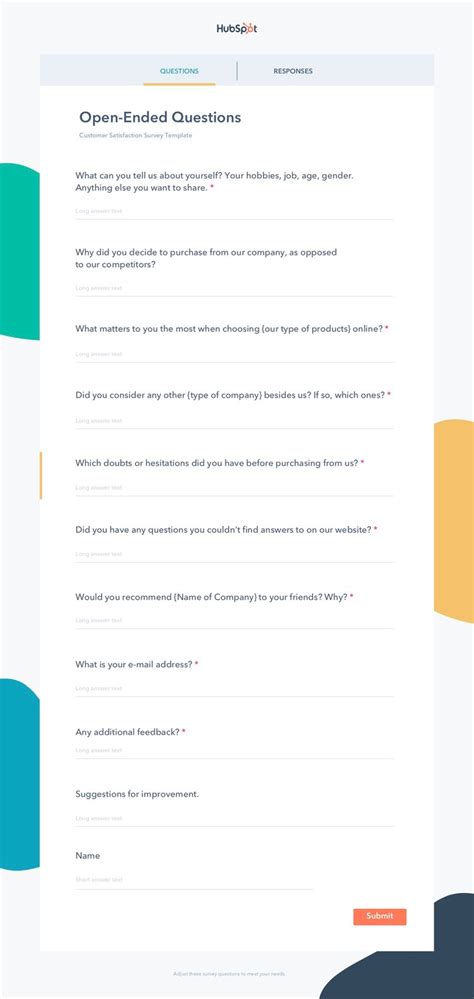 Open Ended Questionnaire Template