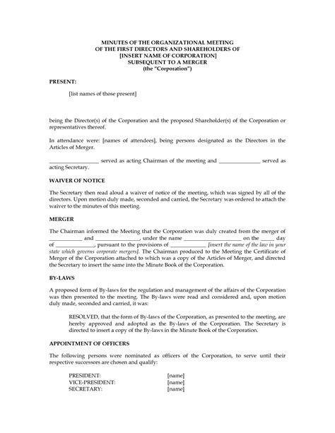 Operating Agreement For C Corporation Template