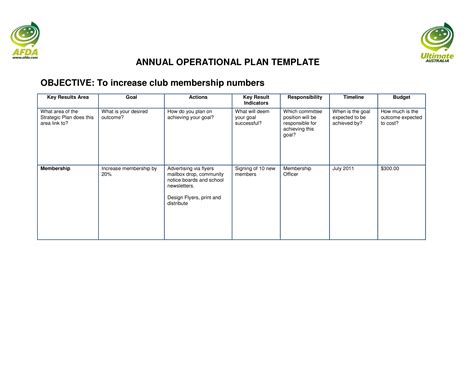 Operation Plan Template