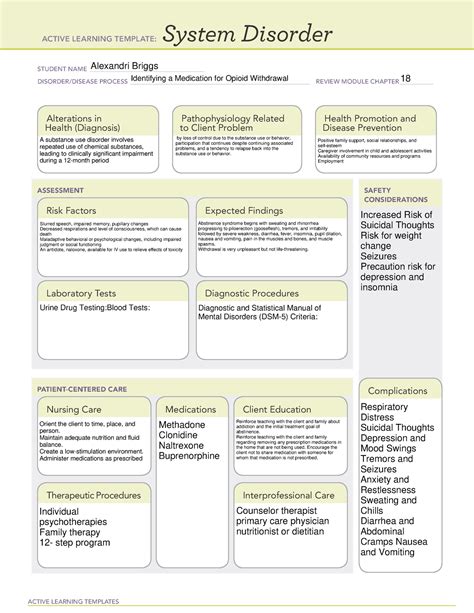 Opioid Withdrawal System Disorder Template