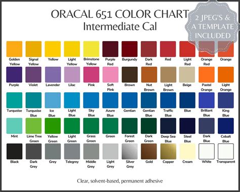 Oracal 651 Color Chart