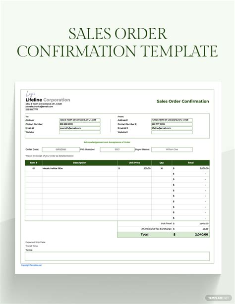 Order Confirmation Template