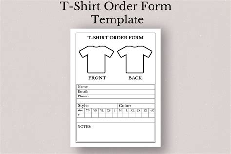 Order Form Template For Shirts